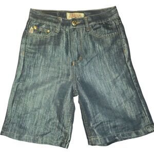 Boys Mecca Shorts Size 7 Shiny with Faux Leather on the Pockets Y2K Style Baggy